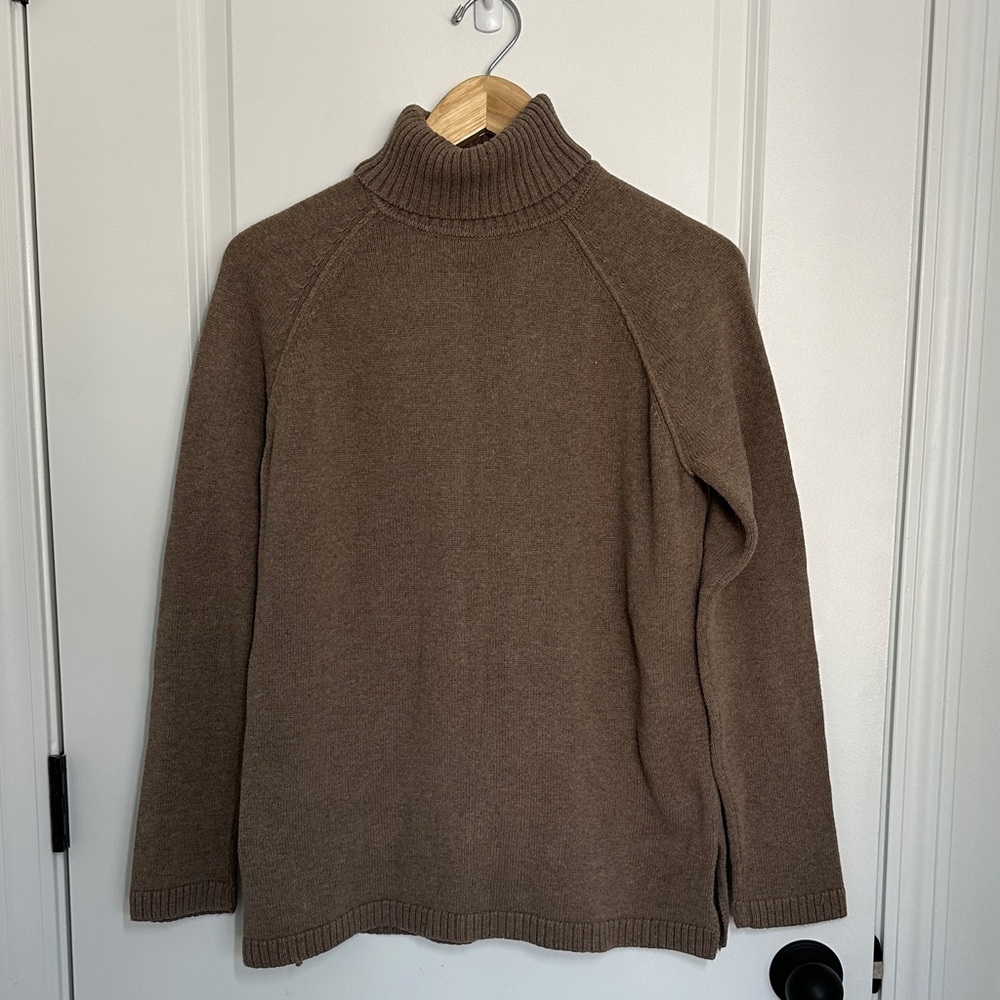 JEANNE PIERRE Women’s Turtleneck Knit Sweater Taupe L